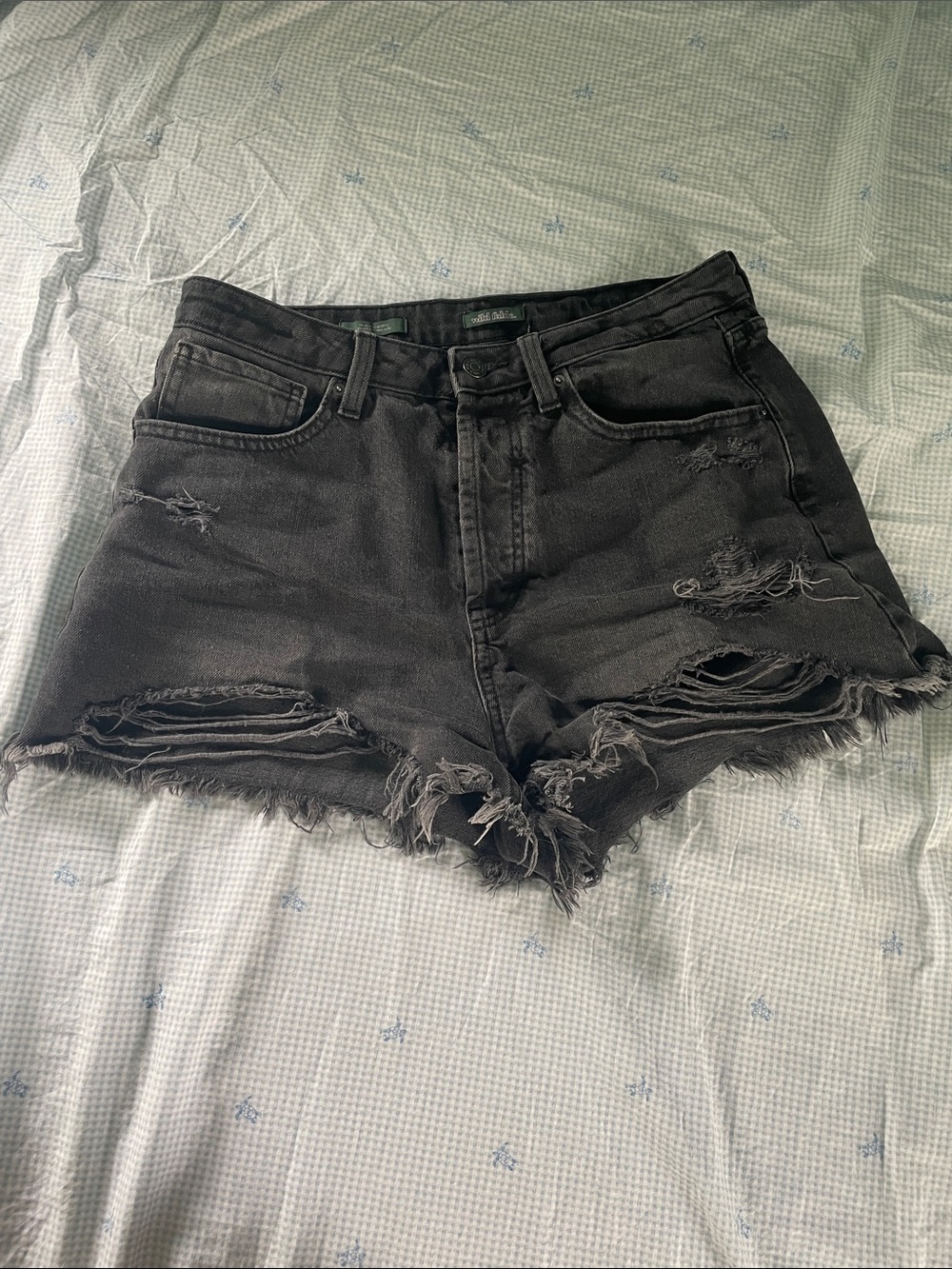 Black Distressed Jean Shorts